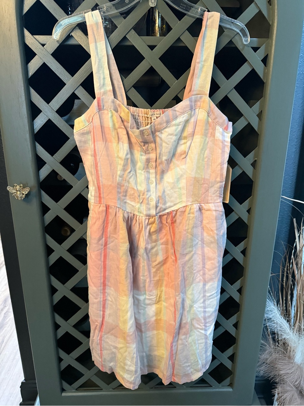Copper Key Pastel Striped Button-Front Sundress